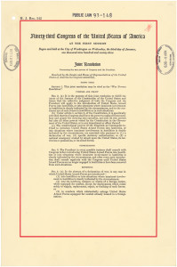 The official copy of the War Powers Resolution, passed over President Nixon's veto in 1973